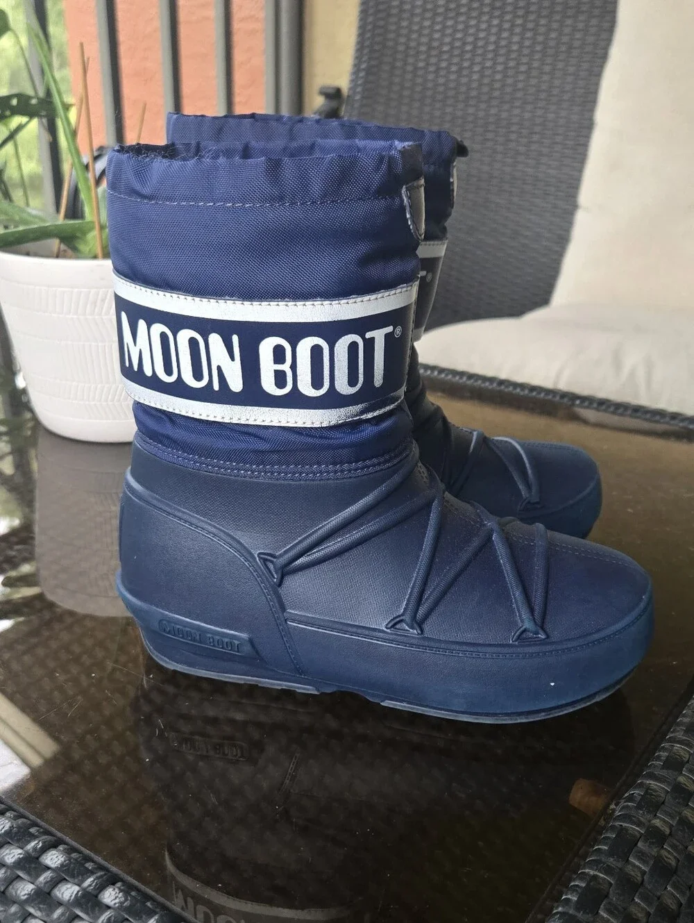 Moon Boots Pod Kids Toddlers Navy Blue Snow Winter Boots Size 13.5/14